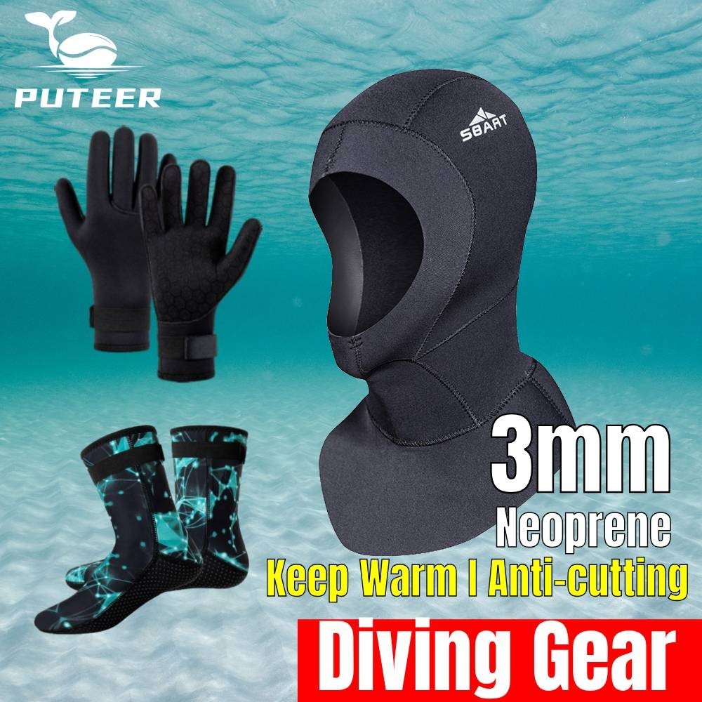 Men Women Scuba Diving Suit 3mm Diving Hood Cap Socks Gloves for ...