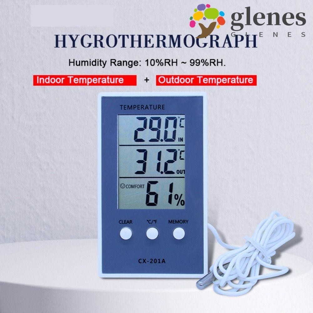 GLENES Temperature Humidity Meter Digital Indoor Outdoor Electronic ...