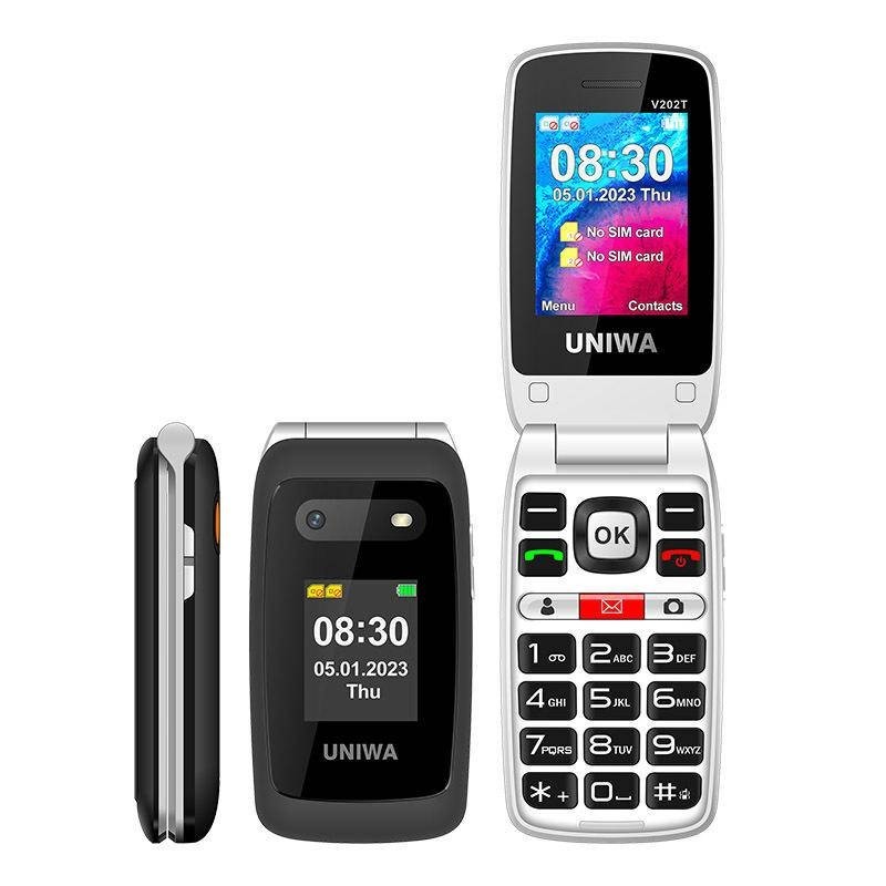 Uniwa Flip Phone For Seniors Dual Screen Large Feature Push Button Flip Emergency Call