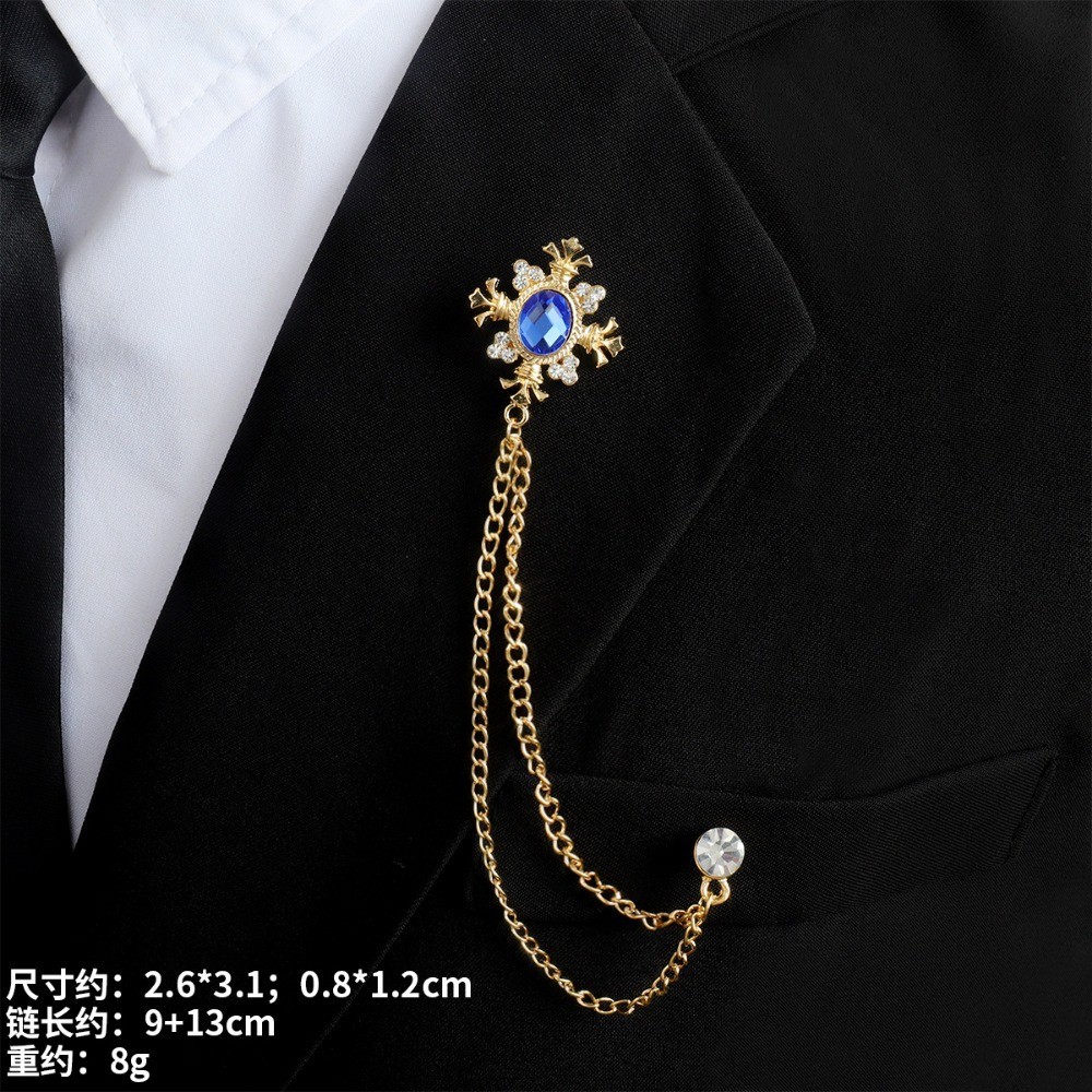 Gentleman Tassel Brooch Pins for Men Suit Shirt Collar Pins