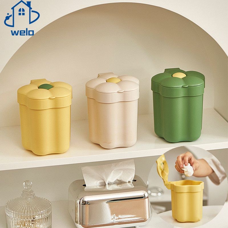 WELO Multifunctional Mini Desktop Trash Can Trash Bag With Cover ...