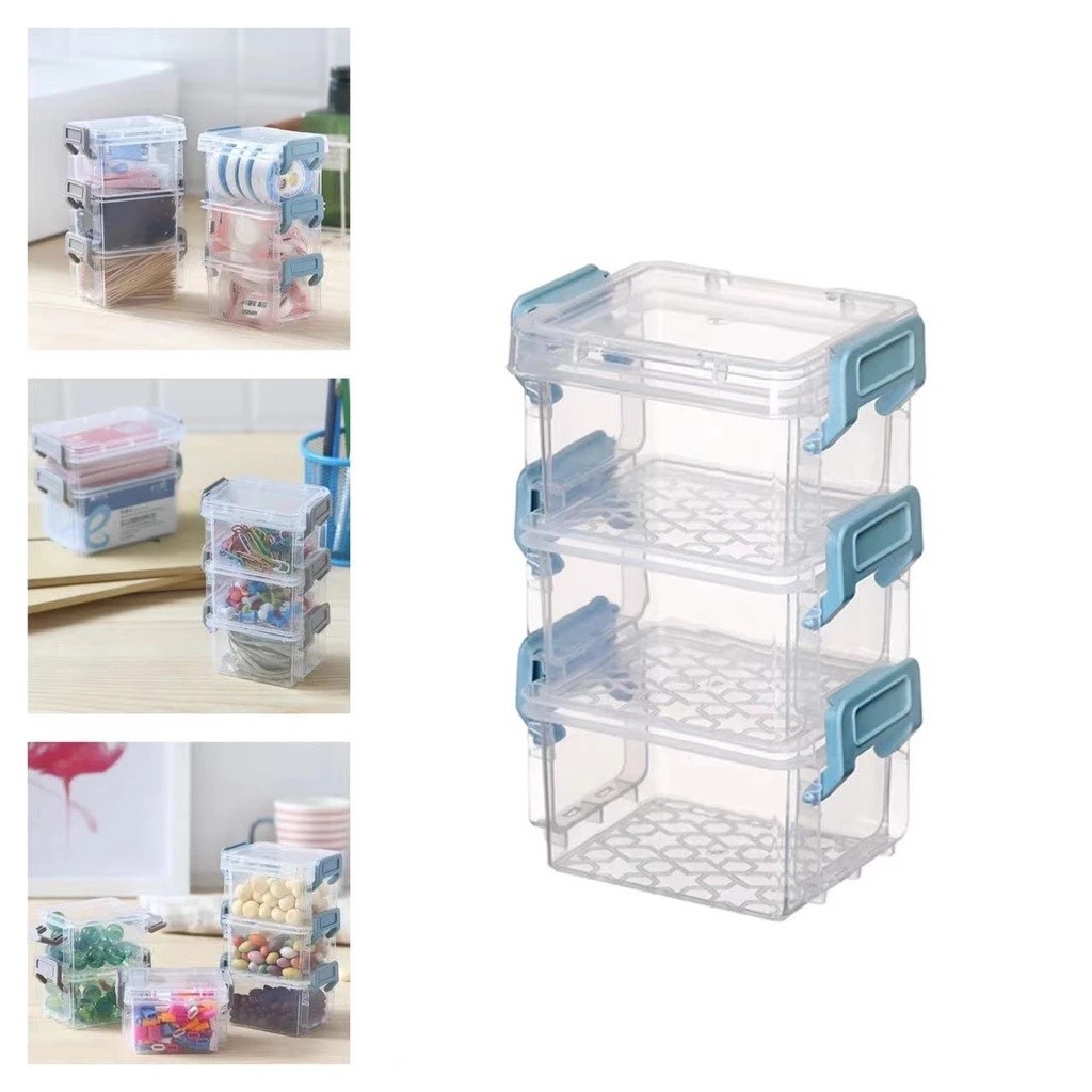 3pcs Cute Stackable Storage Box Mini Multi-layer Multifunctional ...