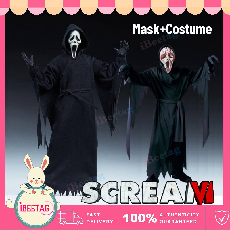 Children and Adult Halloween Scream 6 Ghostface Cosplay Costumes Horror ...
