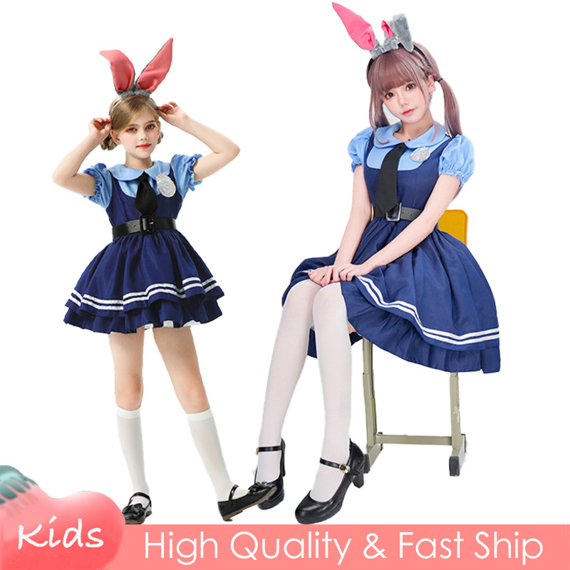 Adult Girls Movie Judy Hopps Rabbit Cosplay Costume Yellow Princess Dress