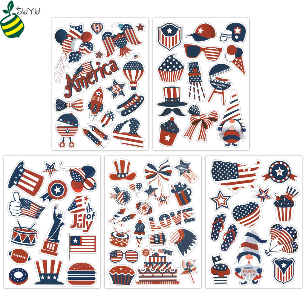 [In stock/COD]5 Sheet USA Independence Day Theme Sticker Spoof DIY