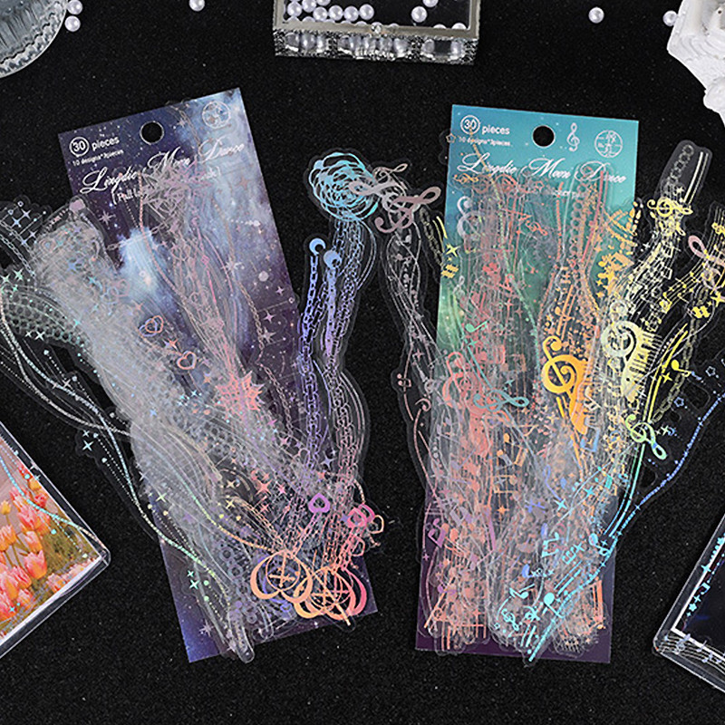 30 Pcs Delicate Bronzing Lace Stickers Scrapbook Deco DIY Material ...