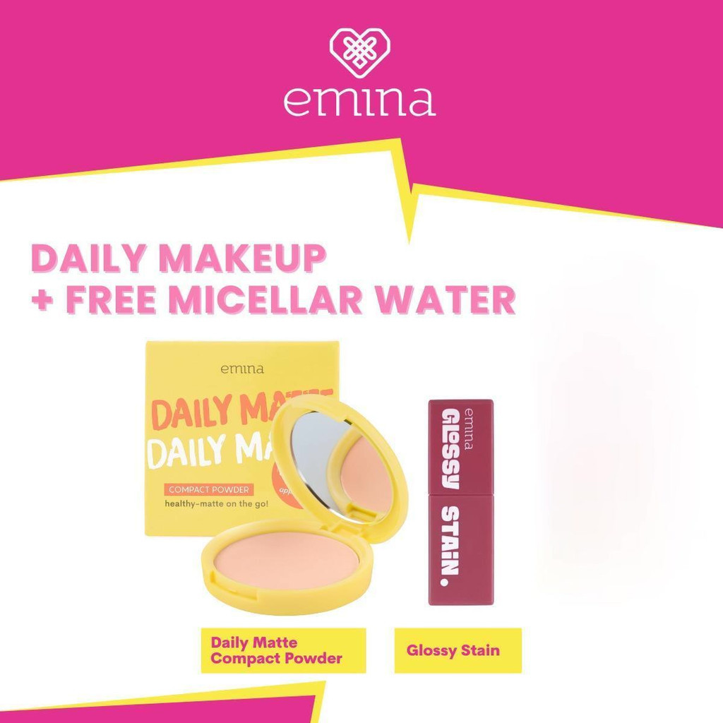 Package Emina Daily Matte Compact Powder 11G+Lip Tint Glossy Stain 3G ...