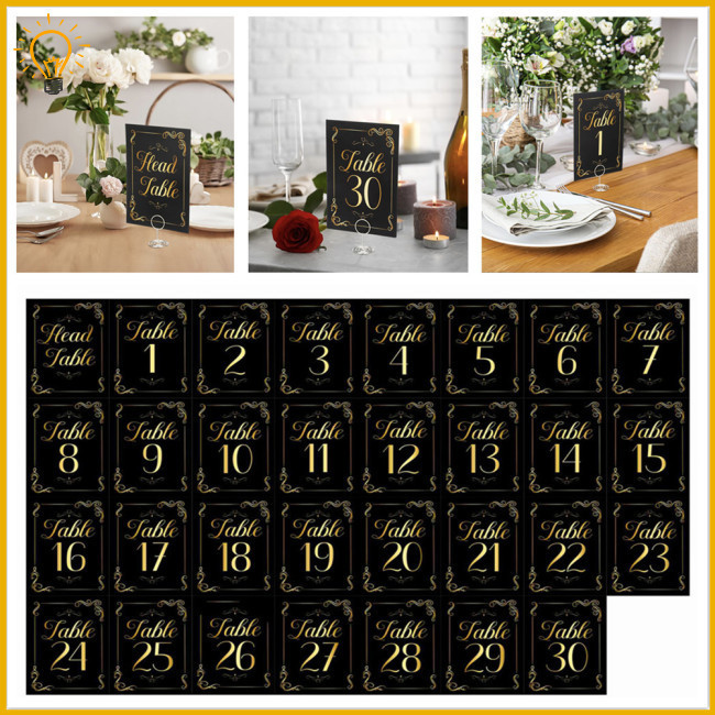 【COD】 31 Pcs Black Gold Wedding Place Cards, Table Seating Cards With ...