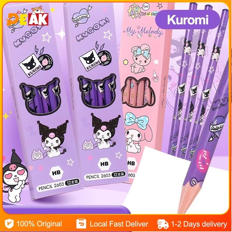 12Pcs/Set Sanrio HB Pencils Set Cinnamoroll My Melody Kuromi Cute ...