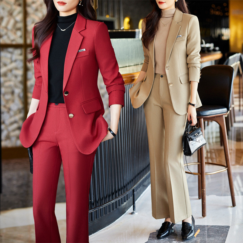 Red Blazer Women's Workwear Annual Meeting Host Autumn Winter 2023 New  Style Professional Suit Suit Women's Workwear
