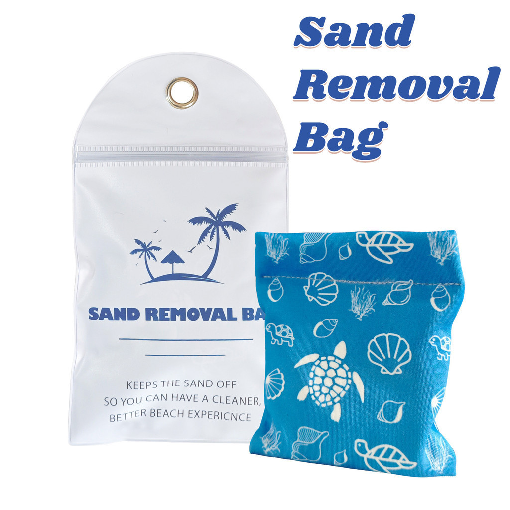 Sand Removal Bag for Beach, Sand Wipe Off Mitt, Powder Pouch Sand ...