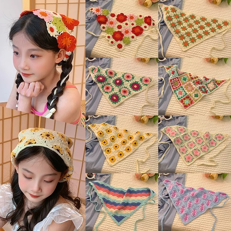 Children Girls Cute Triangle Turban Head Kerchief Hair Bandana Headwear ...