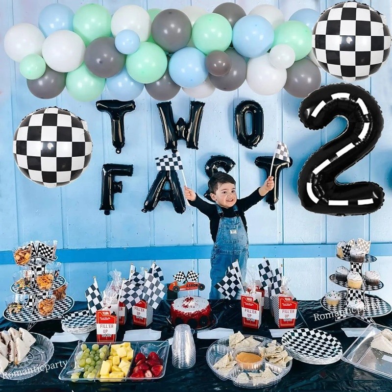 Racing Car Balloon Garland Kit Two Fast Foil Balloons Set For Baby ...