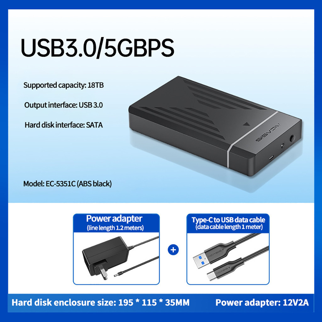 5Gbps HDD Case 2.5/3.5 Inch SATA to USB 3.0 Adapter External Hard Drive ...