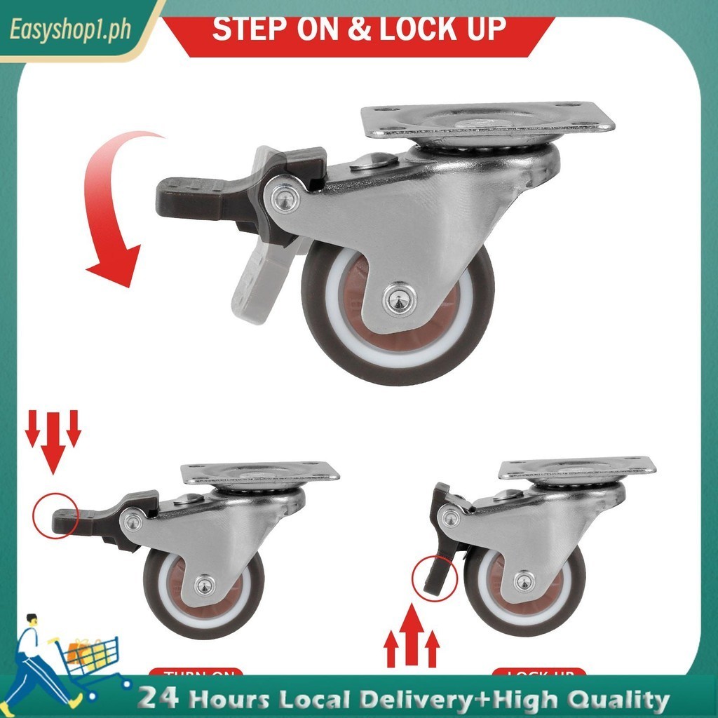 4Pcs Stainless Steel Castor Swivel Caster Furniture Office Rubber ...