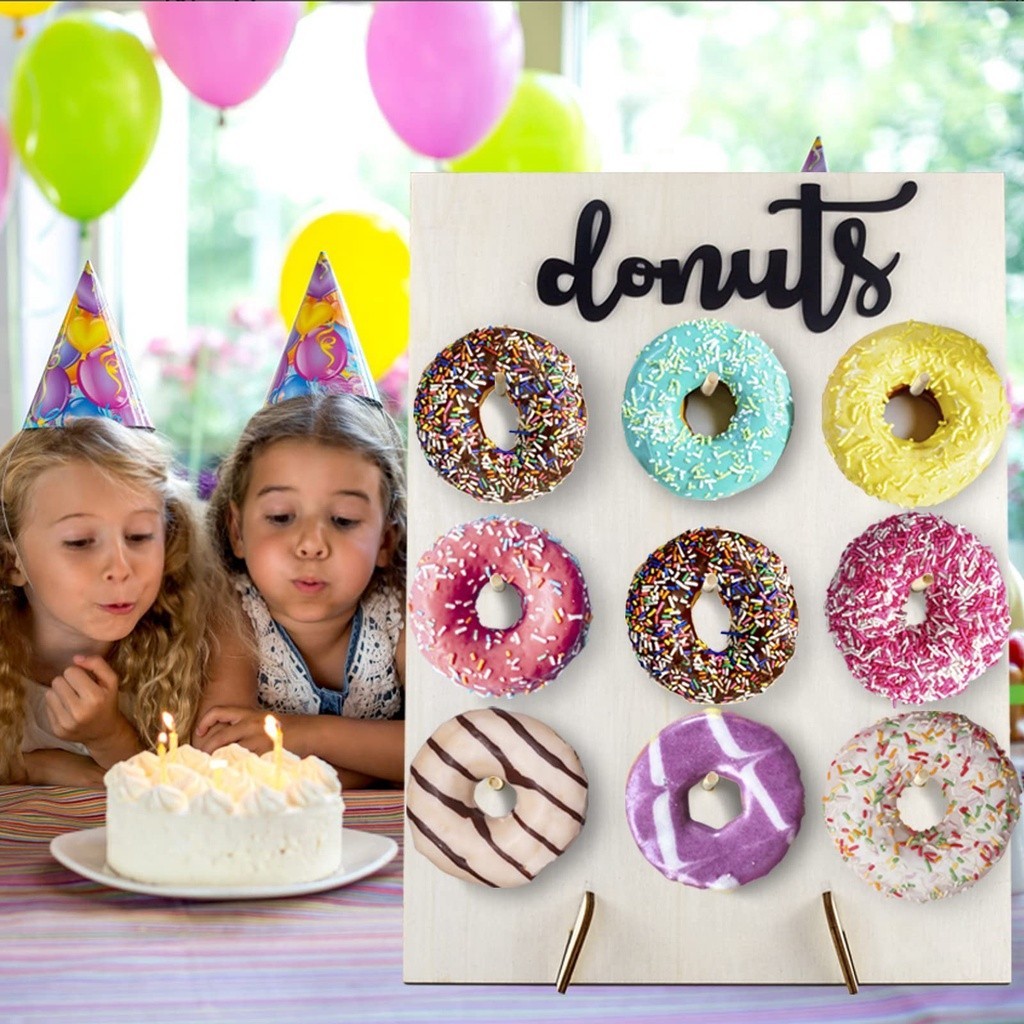 Wooden Donut Wall Display Stand Doughnut Holder Wedding Birthday Decor ...