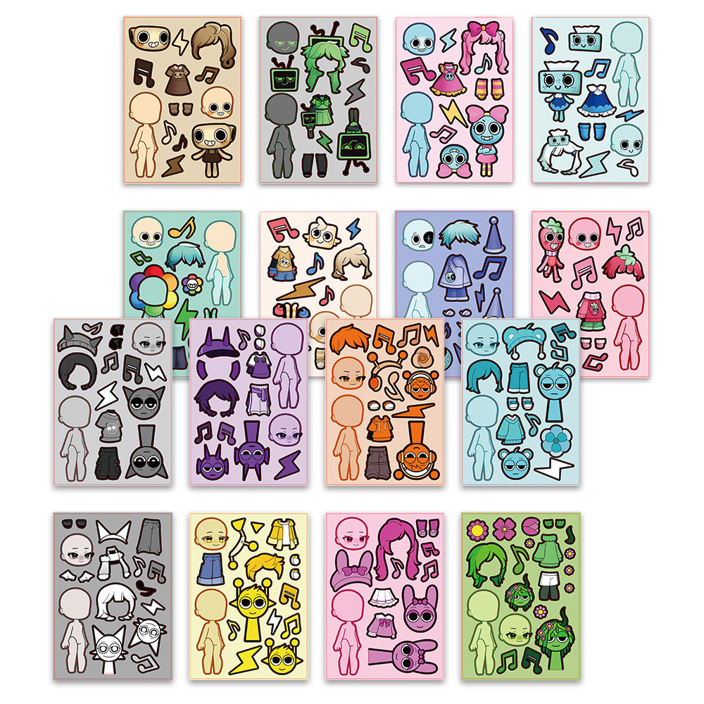 8sheets Incrediblebox Sprunki Puzzle Stickers for Girls DIY Fun ...