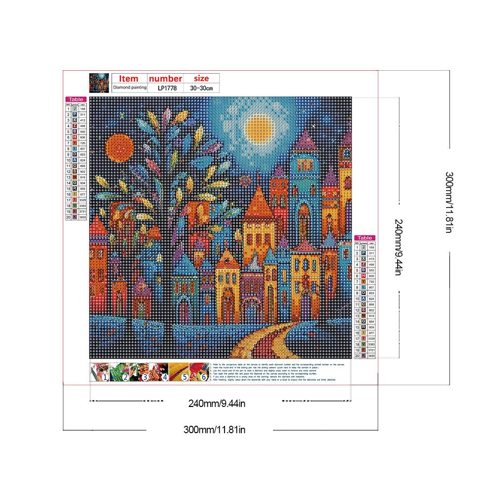 5D DIY Full Round Drill Diamond Painting Colorful House Home Decor Art ...