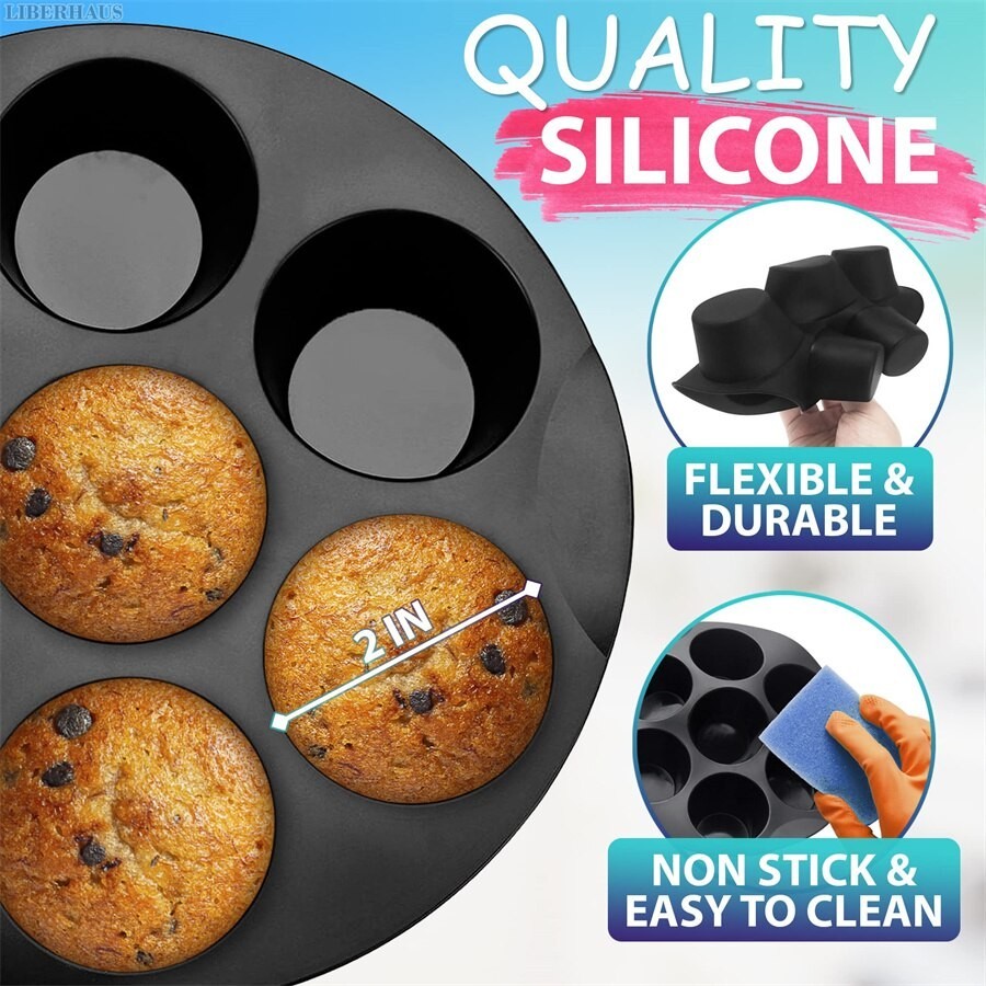 7 Cups Non Stick Air Fryer Silicone Muffin Pan Air Fryer Molds Baking