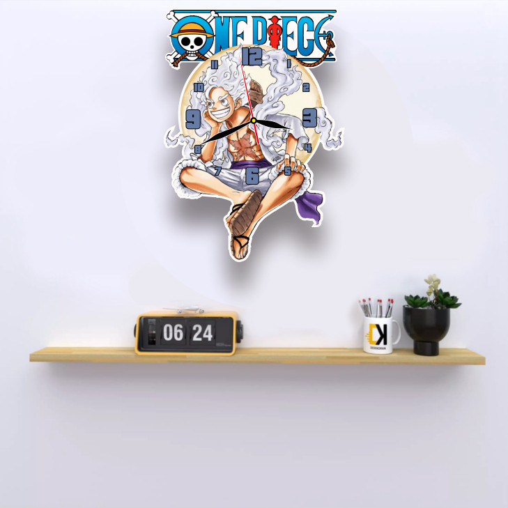 KARIMIKA Unique Aesthetic Wall Clock Anime Image LUFFY NIKA GEAR 5 LED ...