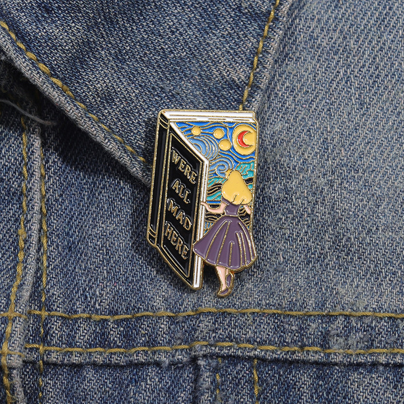Vincent Van Gogh Starry Night and Alice Enamel Pin Fashion Clothing ...