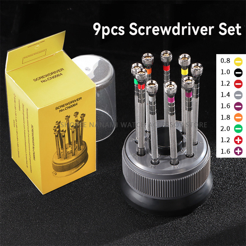 9pcs Screwdriver Set Watch Repair Tool 0.8-2.0mm Flat Head and Phillips ...