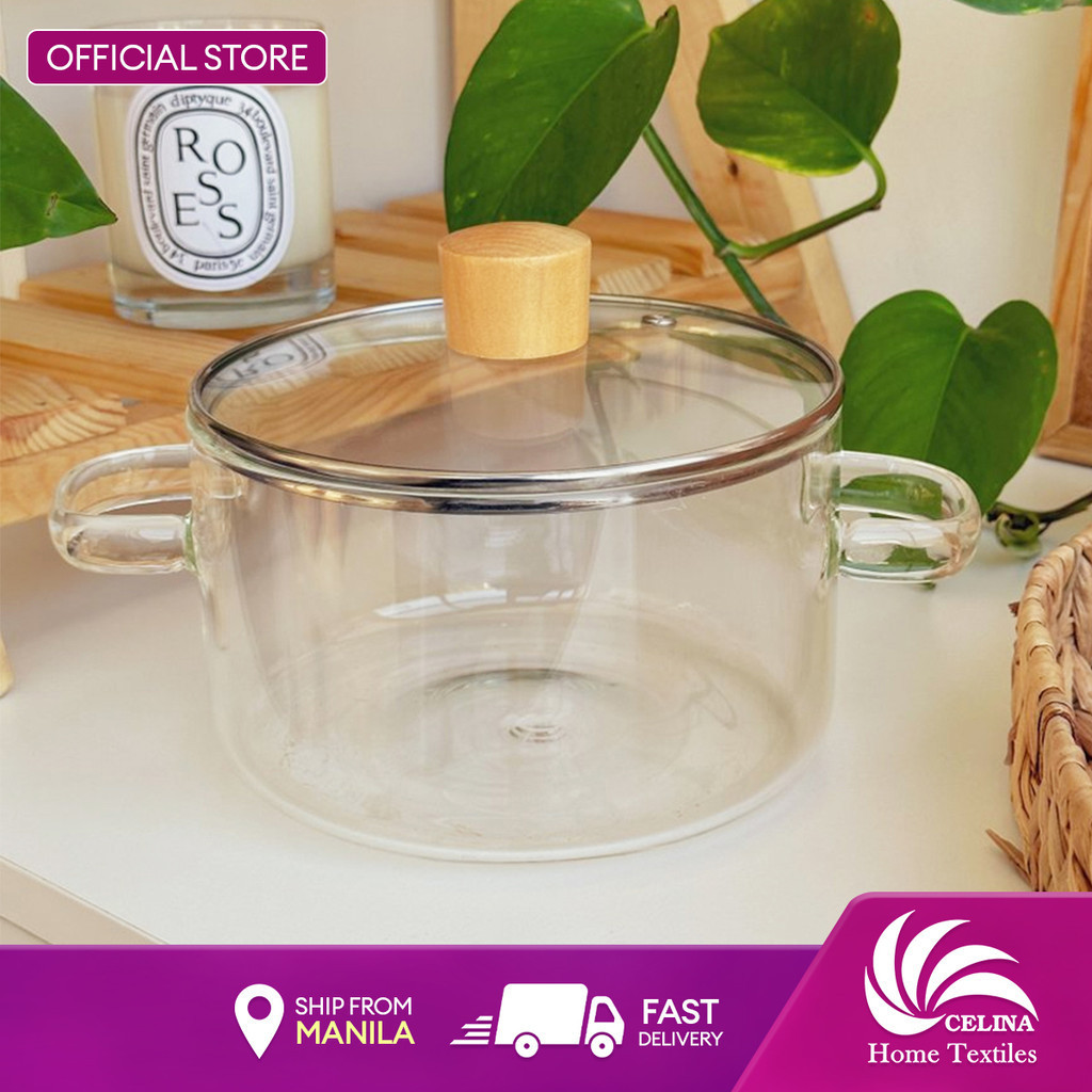 Celina Borosilicate Glass Pot with lid Kitchen Transparent Soup