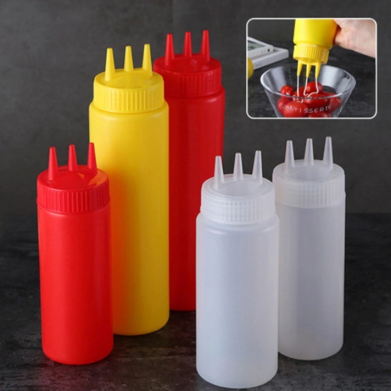 3 Holes Squeeze Bottle Plastic Condiment Squeeze Squirt Bottles ...