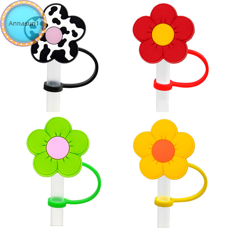 Annasun1 PVC Cute Flower Appearance Straw Covers Cap For Stanley Cup ...