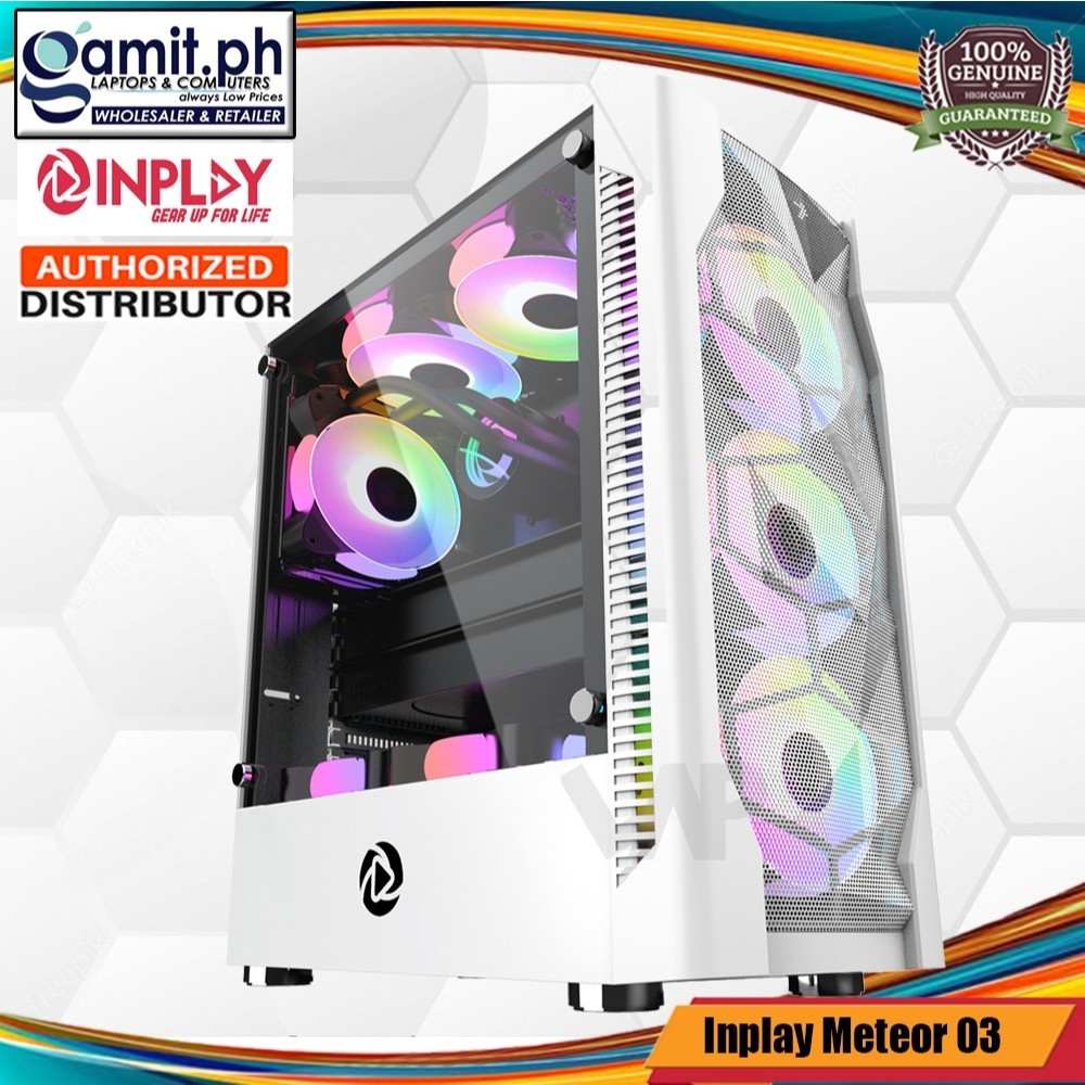 Inplay Meteor 03 Atx Pc Mid Tower Case Gaming Computer Chassis Desktop With Tempered Glass Fan