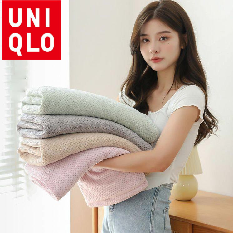 UNIQLO Japanese Style Microfiber Towel Absorbent Soft Coral Fleece Bath ...
