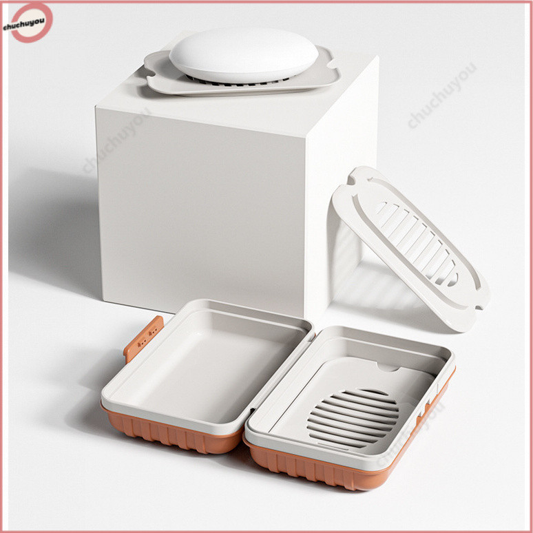 【COD】2 Layer Soap Holder With Cover Travel Soap Box No Drilling Durable