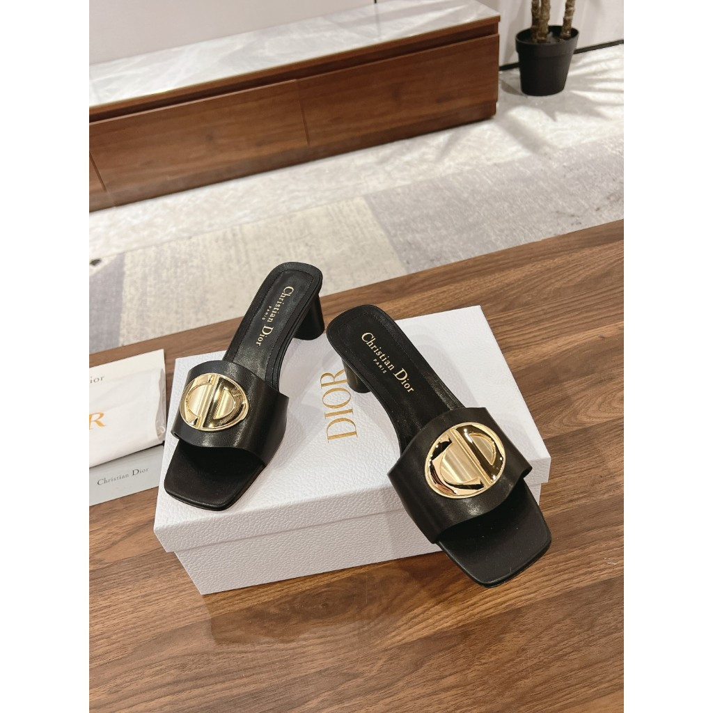 Dior 2025 summer New Style Cd letter buckle block open heel toe ...