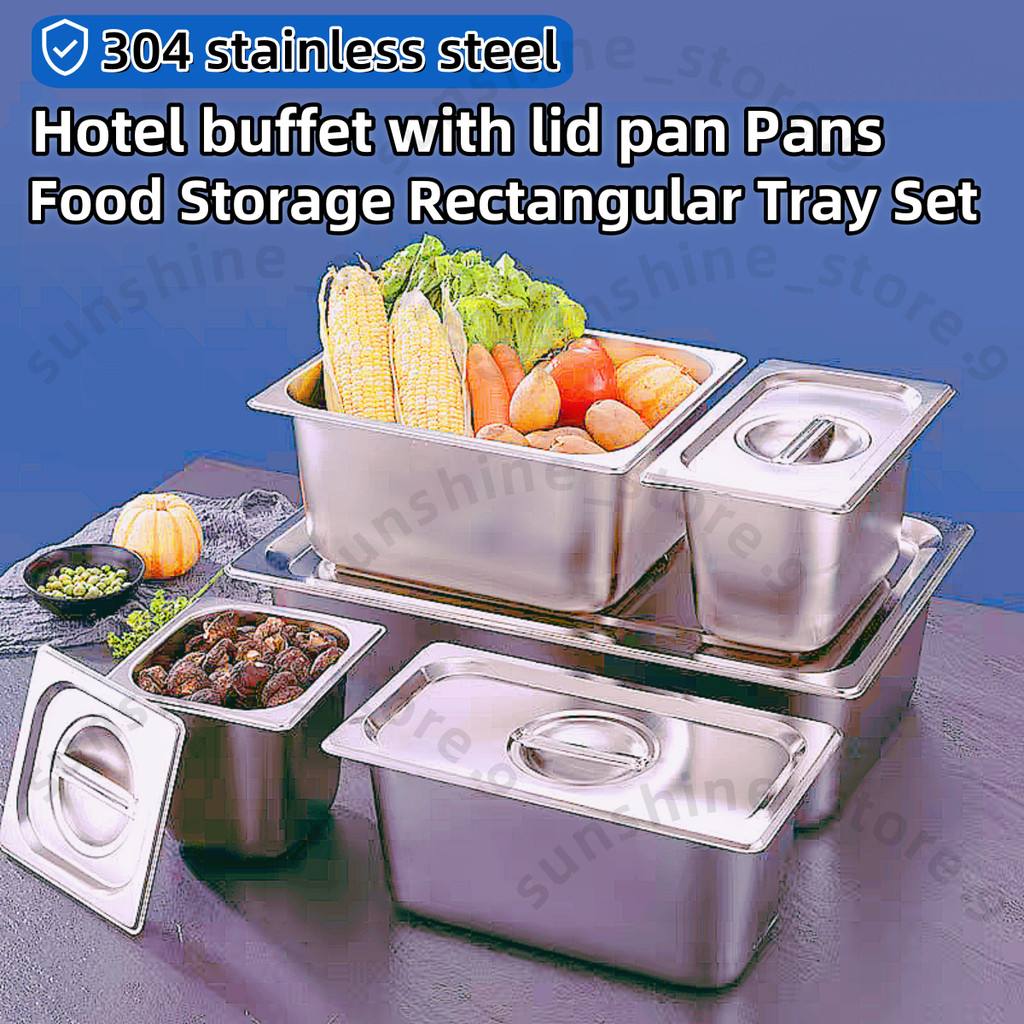 304 stainless steel hotel pan with cover buffet food storage with lid ...