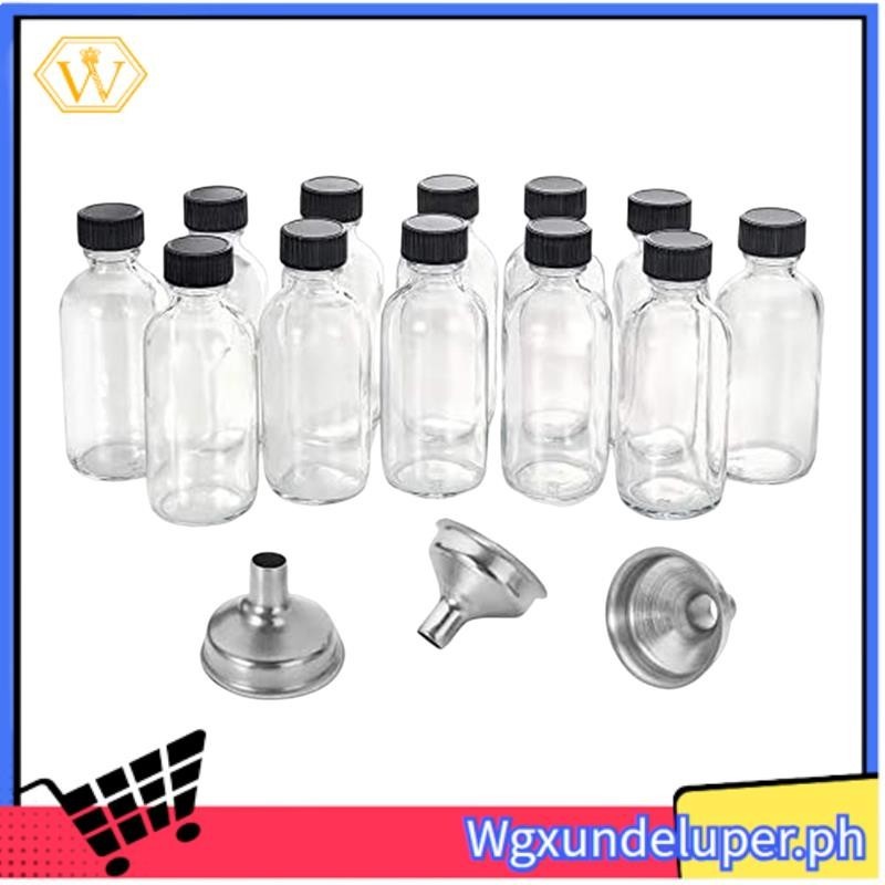 【W】12Piece Glass Bottles with Lids & 3 Funnels - 60Ml Bottles Small ...