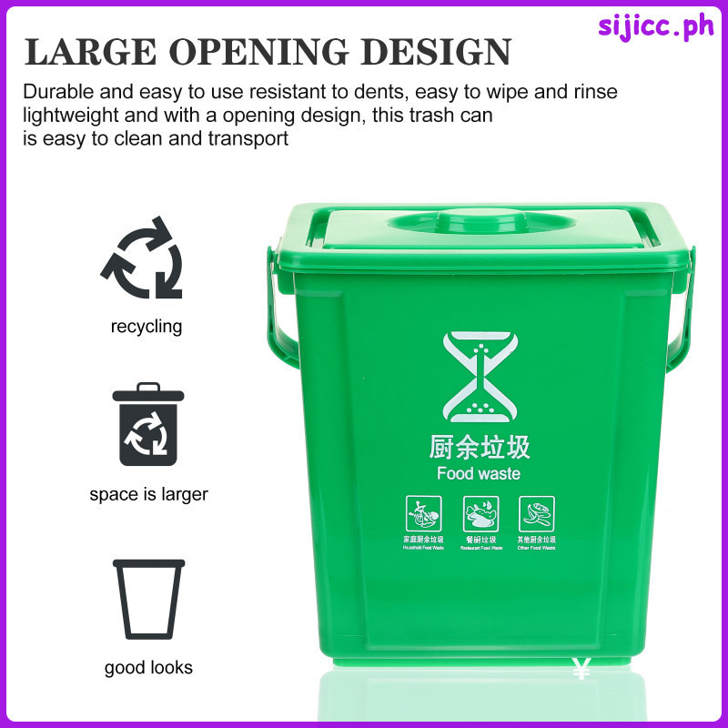 Trash Can Kitchen Garbage Sorting Bin Outdoor with Lid Compost Pail ...