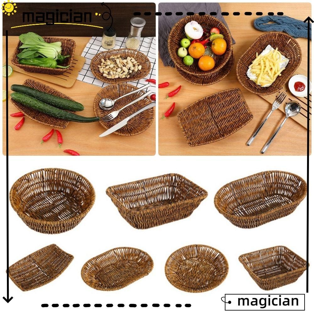 MAG 1Pcs Handwoven Rattan Basket, Fruit Vegetable Cake Wicker Imitation ...