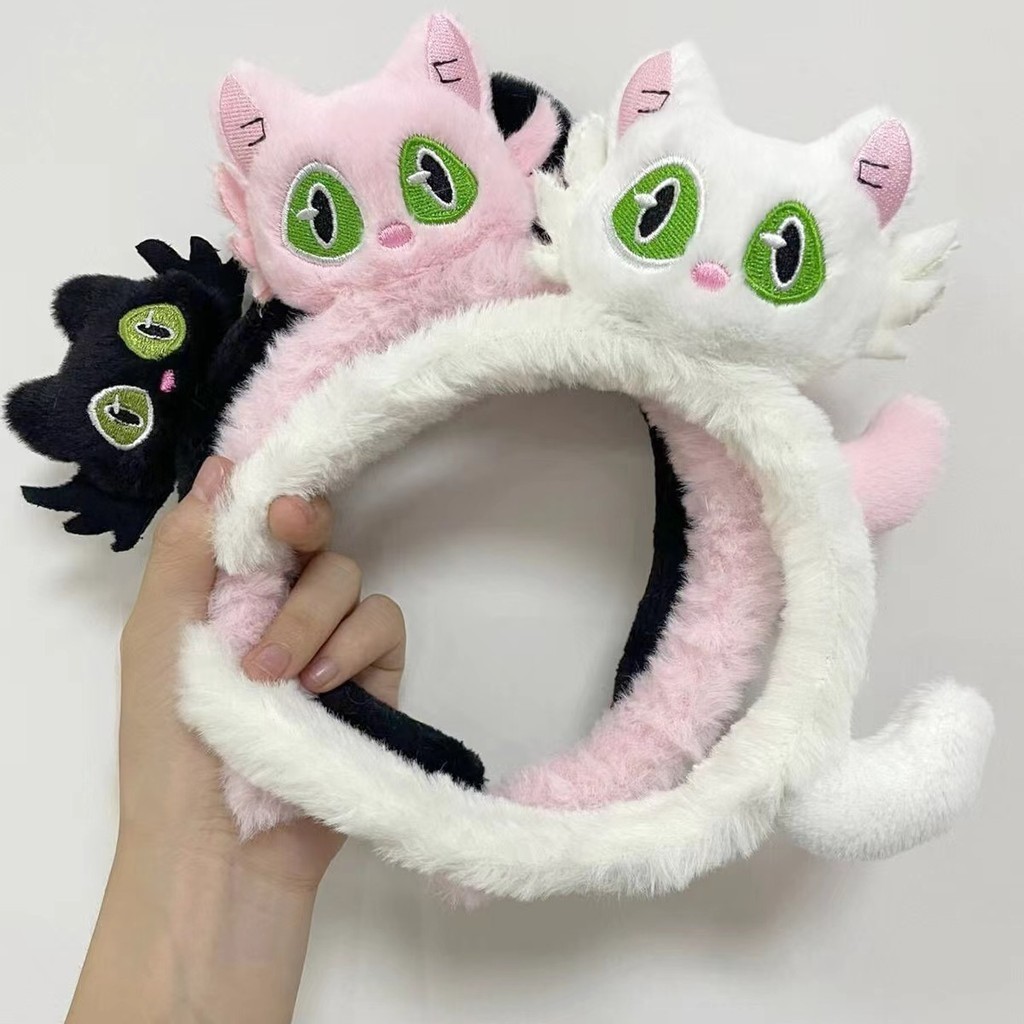 Girl's Hair Accessories Hairband Plush Kitten Doll Headband Wash Face 