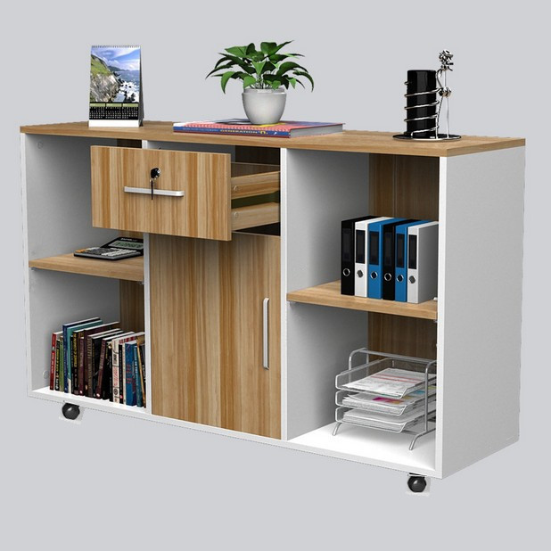 Wooden Office Storage Document Cabinet Bookcase Mobile Short Cabinet ...