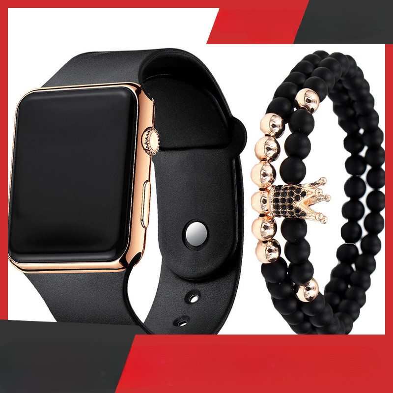 3Pcs/set men's fashion simple LED silicone electronic watch + bracelet ...