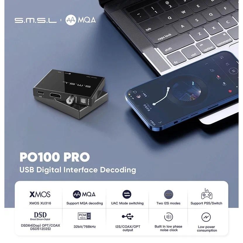 SMSL PO100AK AK4493S USB DAC Digital Interface - Intium