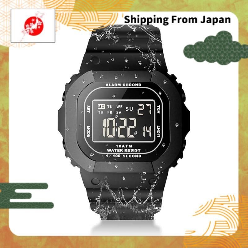 (From Japan)10 atm water-resistant swimming diving sports watch, alarm ...