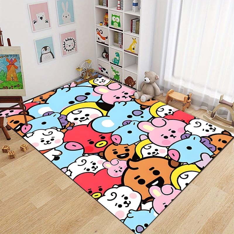 Cartoon 3D Printed Carpet Cute BT21 Living Room Decorate Large Area Rug ...