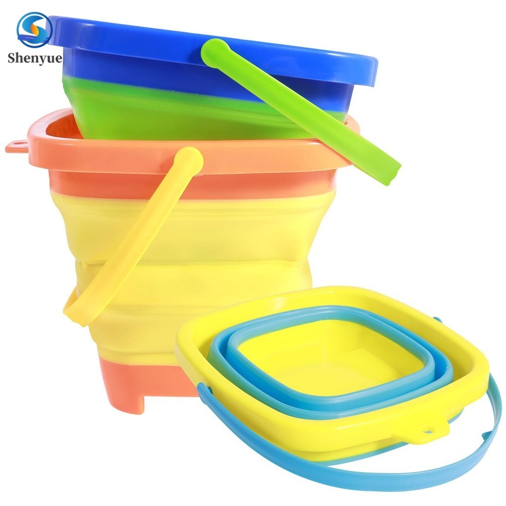 3 Pcs Collapsible Sand Bucket 2L Foldable Beach Buckets Leakproof Sand ...