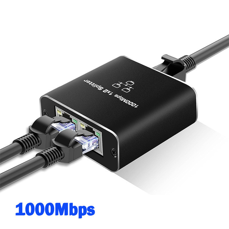 Gigabit Ethernet Splitter 1 to 2 Way Ethernet Splitter 1x2 1000Mbps ...