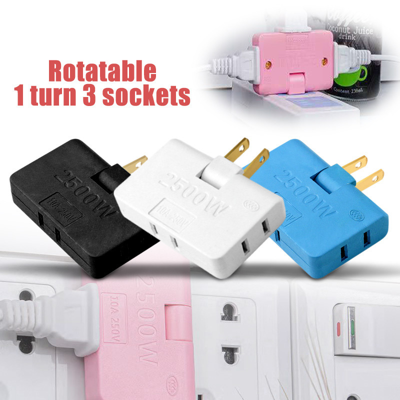3 In 1 Rotatable Socket Converter 180 Degree Multi Plug Slim Wireless ...