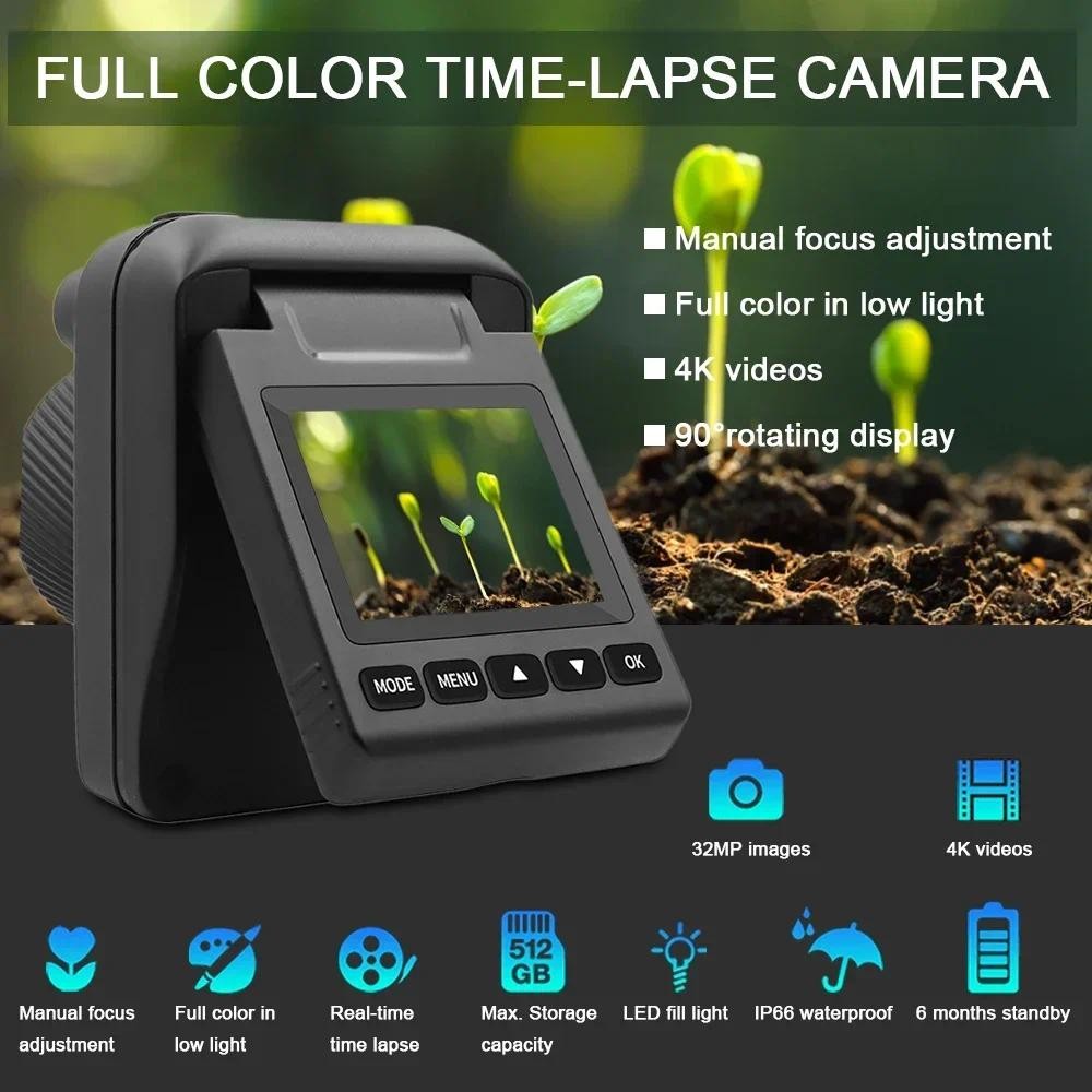 Outdoor Time Lapse Camera 32MP 4K Waterproof Timelapse Camera Recorder ...