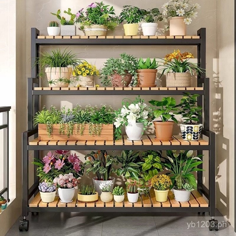2024New Floor-Mounted Balcony Movable Living Room Flower Rack Outdoor ...
