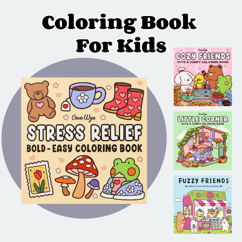 Cute Design Doodle World Coloring Book Set For Kids Educational Stress ...