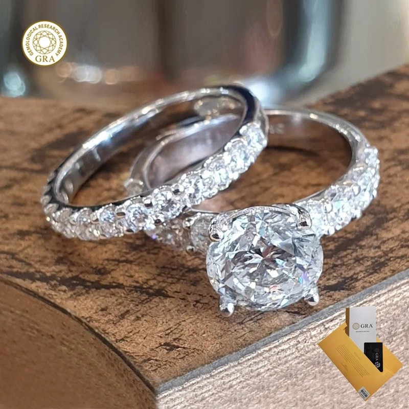 (with Gra Certificate) Couple Combination Ring Set Fashion Inlaid ...